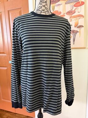 Vans Black, Olive & Light Blue Striped Long Sleeve Tee